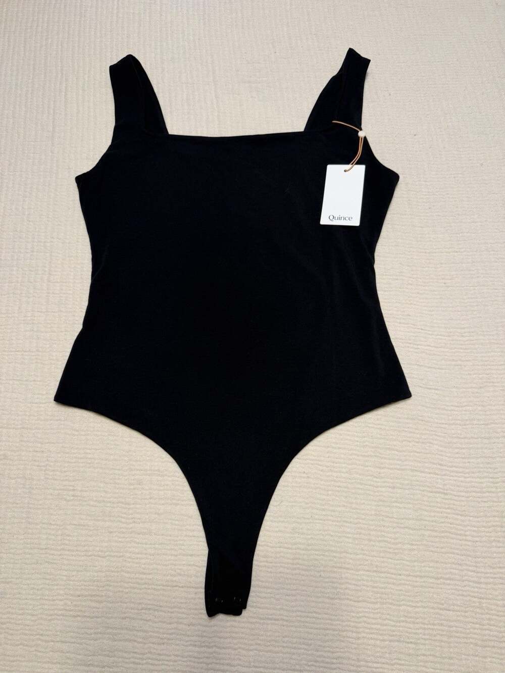 Quince Women’s Square Neck Tank Body Suit Black Large